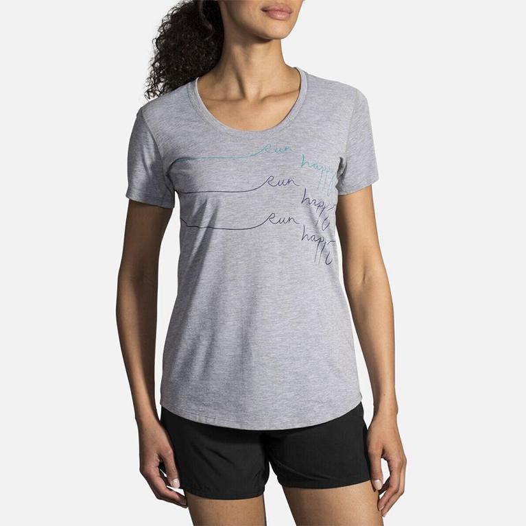 Brooks Womens Distance Graphic Running Tank Top - Grey (325701-UVR)